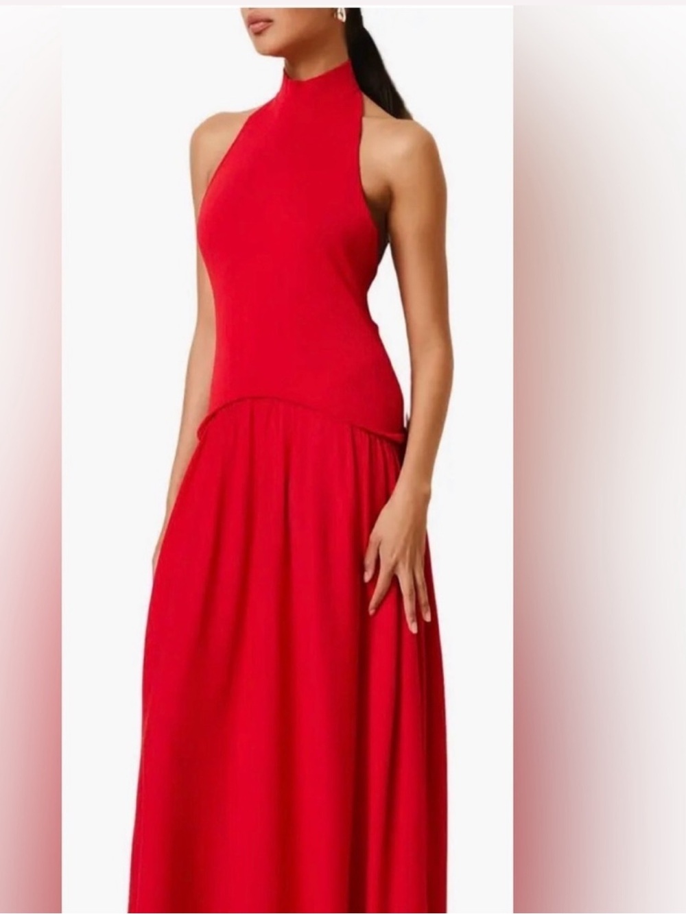 SOLID & STRIPED Soglio Candy Apple Red Halter Maxi Dress